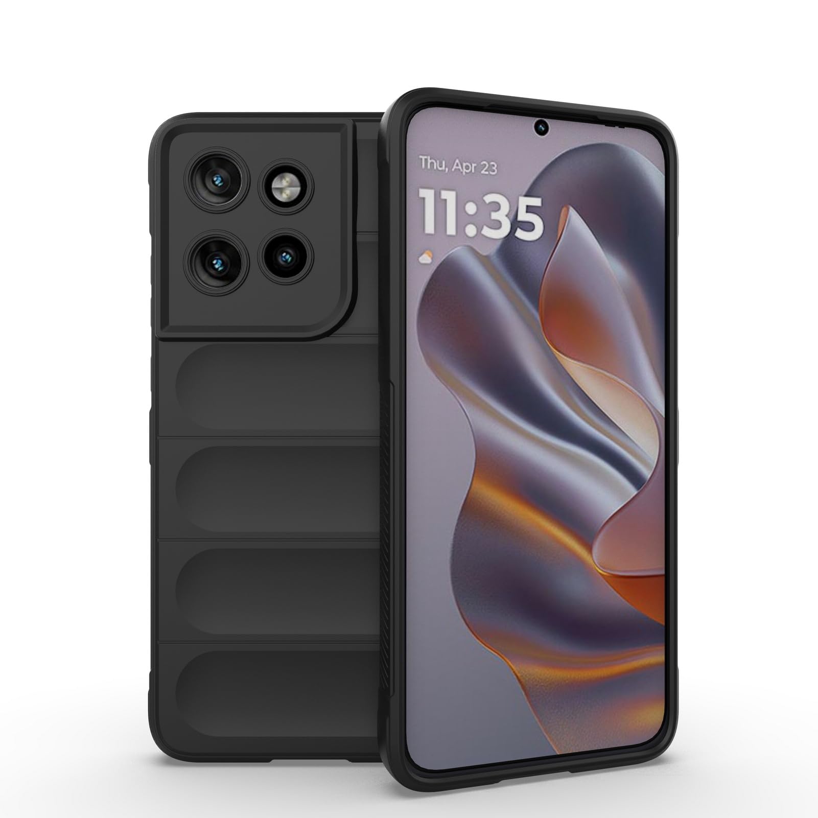 Husa telefon, pentru Motorola Edge 50 Neo 5G Heavy Duty 3D cu dungi senzoriale Soft Silicone Full Portection Rezistent la socuri, Negru intens