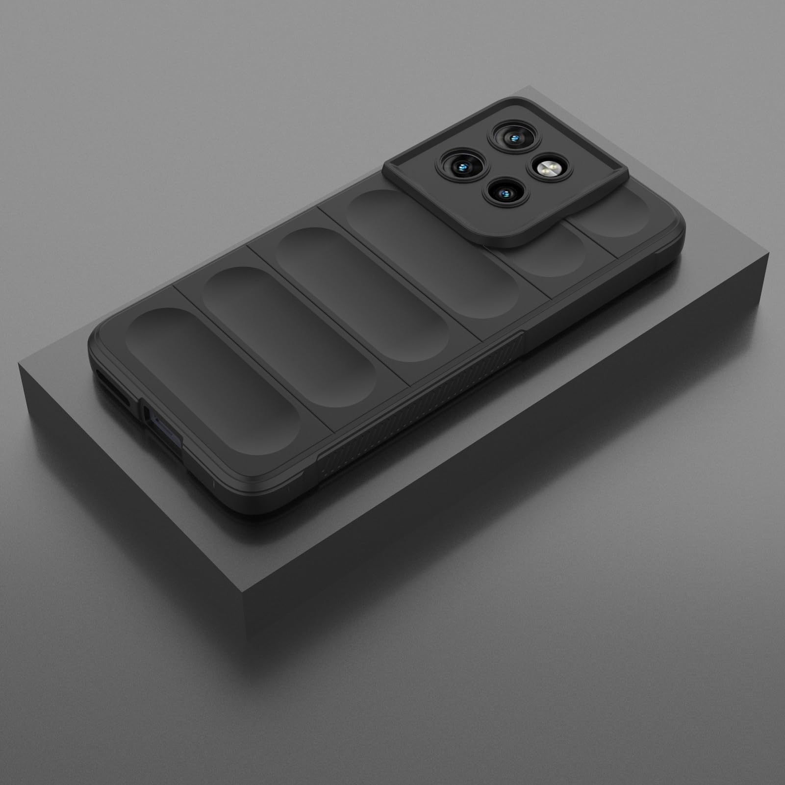 Husa telefon, pentru Motorola Edge 50 Neo 5G Heavy Duty 3D cu dungi senzoriale Soft Silicone Full Portection Rezistent la socuri, Negru intens