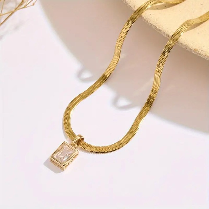 Lant si colier femei placat cu aur 18K Cubic Cystal Gold