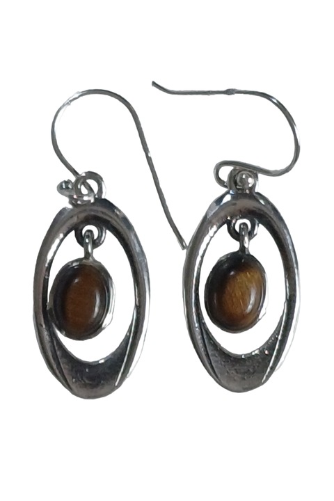 Cercei din argint 925 TSR, cu pietre naturale ochi de tigru model 1PJS10