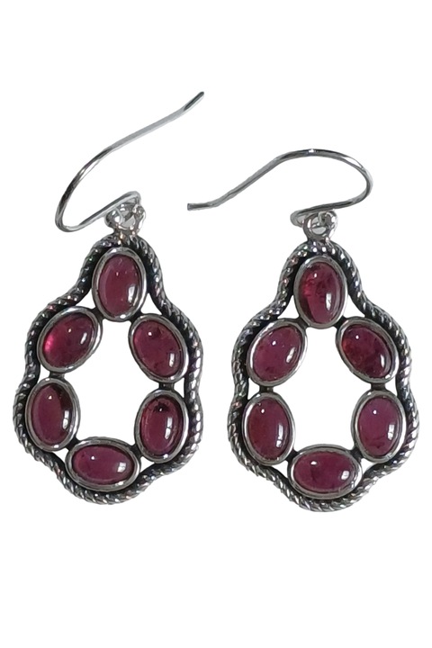 Cercei din argint 925 TSR, cu pietre naturale rodolit model 1PJS10