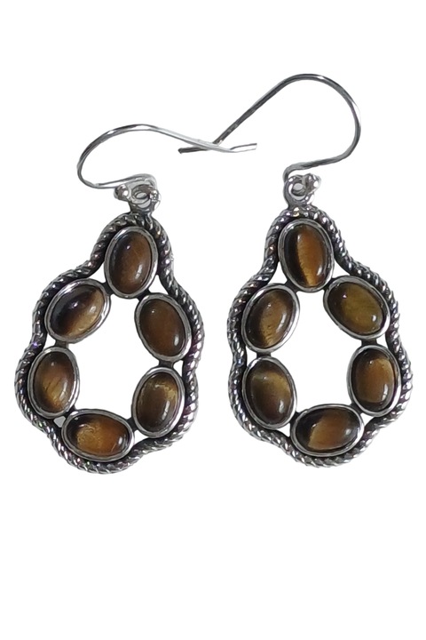 Cercei din argint 925 TSR, cu pietre naturale ochi de tigru model 2PJS10