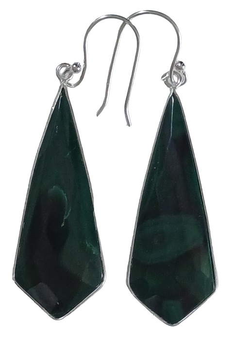 Cercei din argint 925 TSR, cu pietre naturale malachit model 3PJS10