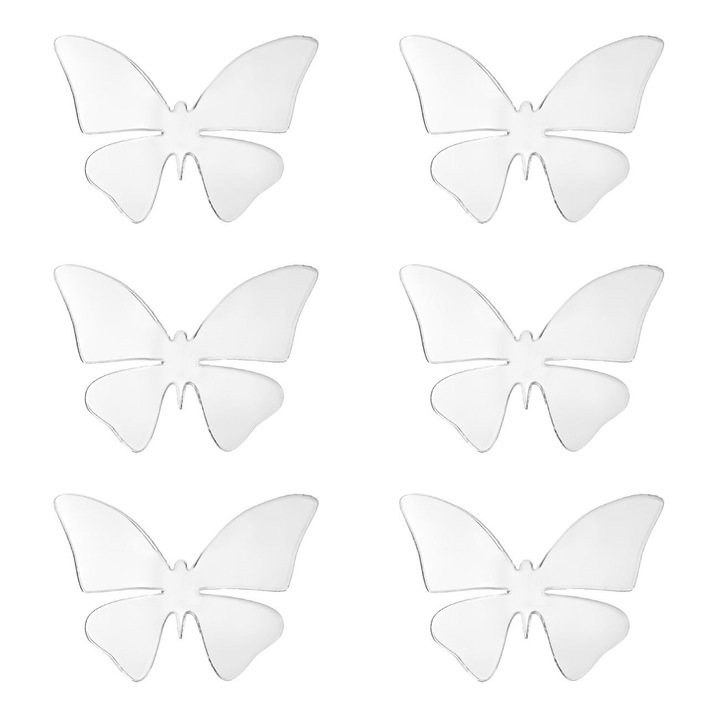 Akril matrica készlet, 3D, Pillangók, 6 részes, ezüst