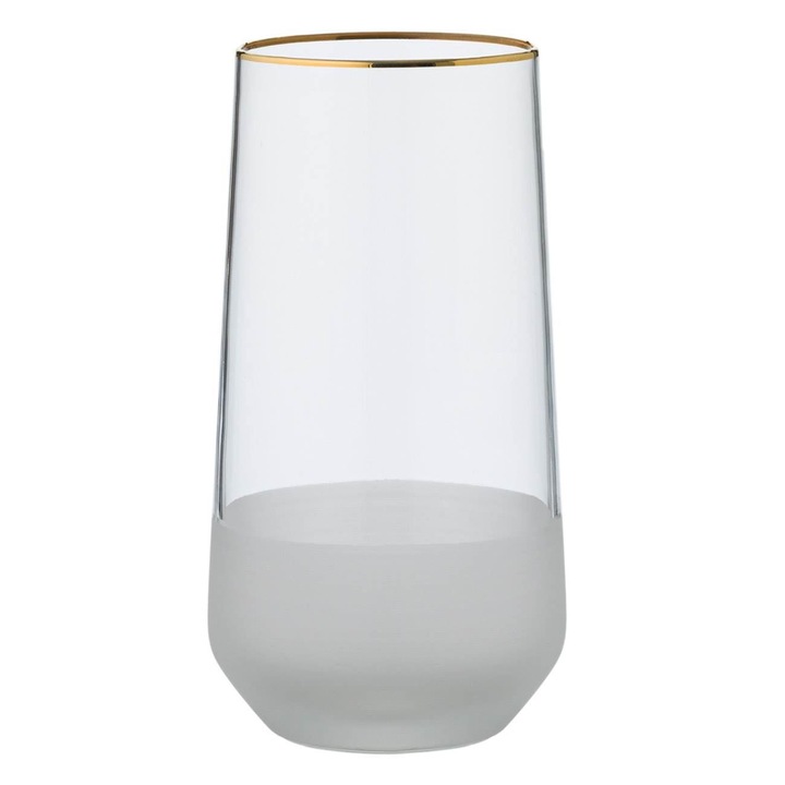 Pahar Apa, Mish, Transparent Mat, Margine Aurie, Capacitate 500ml, Sticla