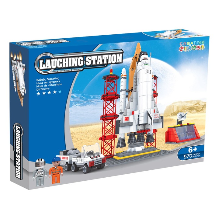 Cuburi de Constructie Lansator de Rachete cu 2 Figurine (570 de Piese)