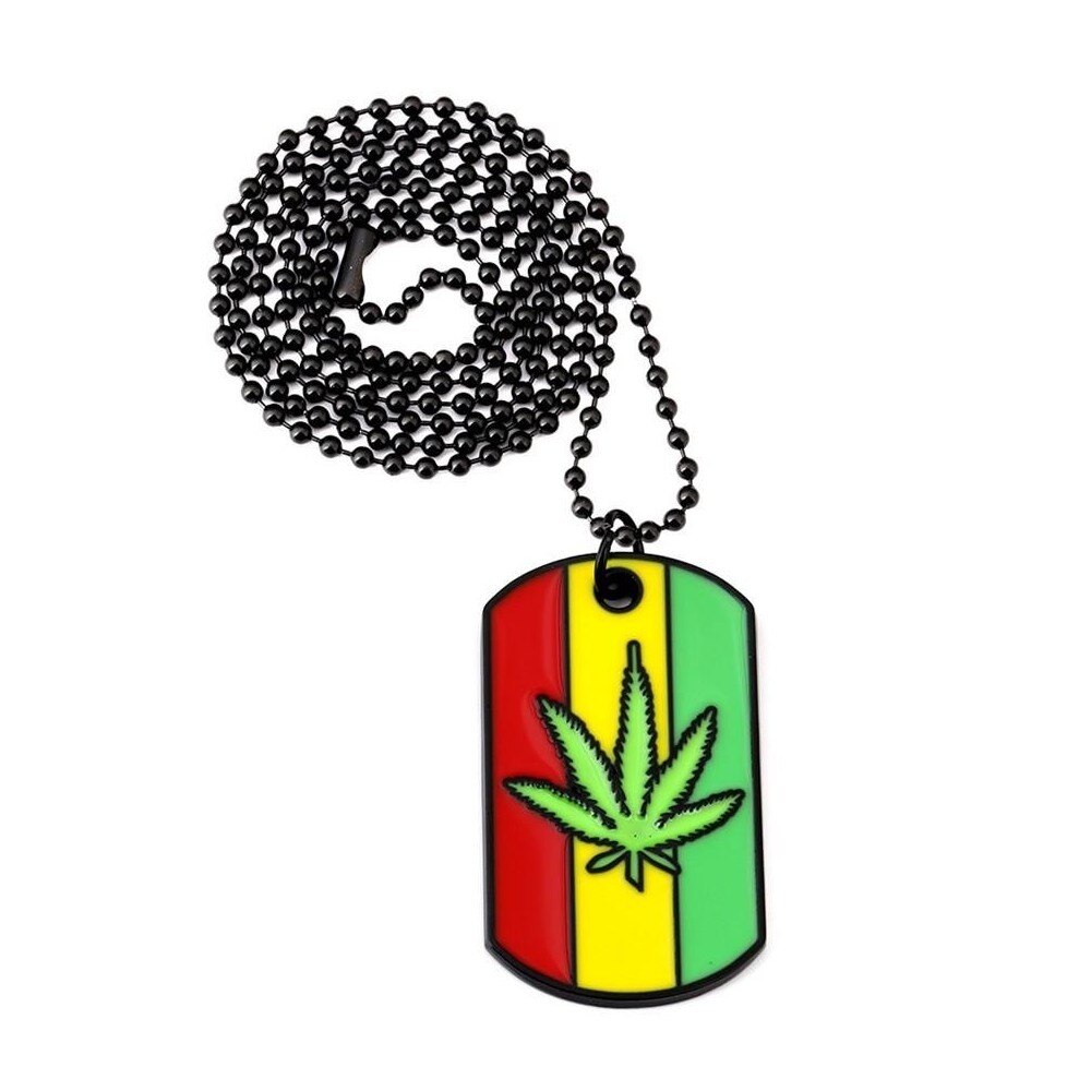 Lantisor cu Pandantiv Dogtag Frunza Marijuana