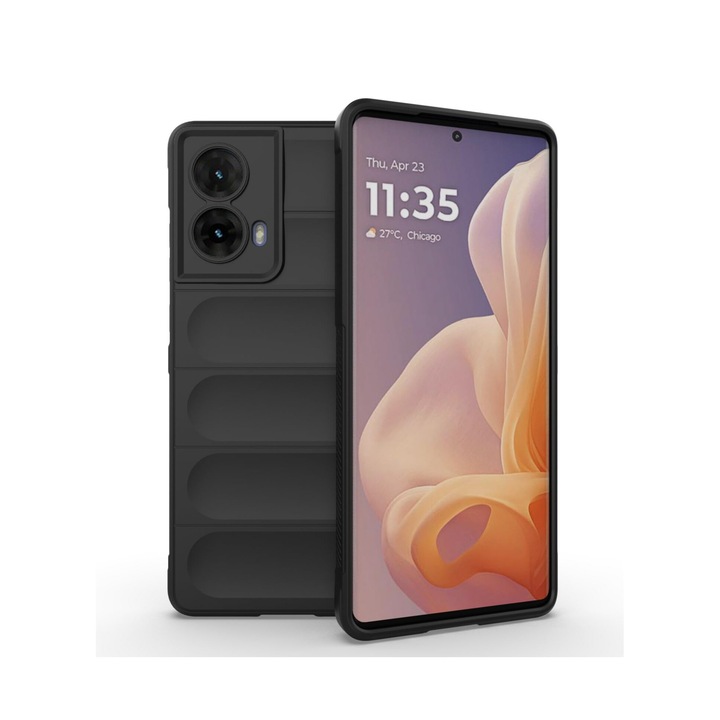 Кейс за телефон Motorola Moto G85 5G, пълна защита, черен, мек силикон