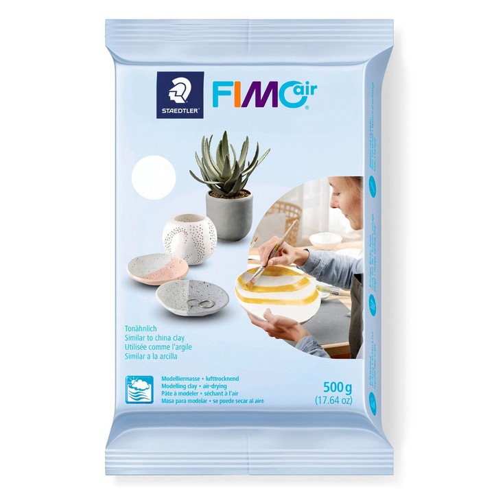 Глина за моделиране AAA Fimo Air Basic White 500g, многоцветна, 10x2.5x18cm