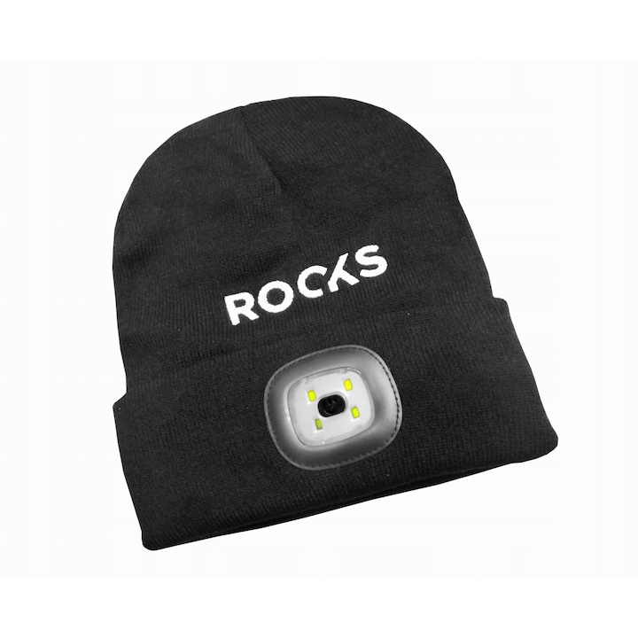 ROOKS LED világító sapka, 80 lumen, fekete/fehér