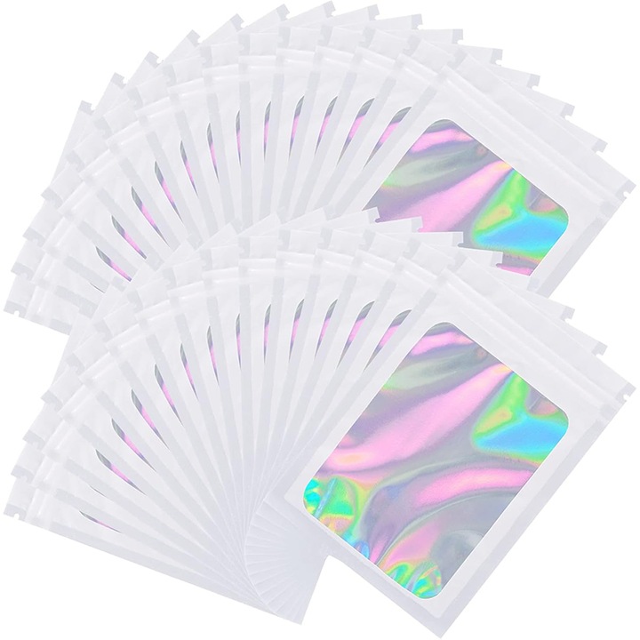 100db holografikus bevásárlótáska készlet, Rqiurpn, 10,5x15 cm, nem mérgező, szivárgásmentes, fehér