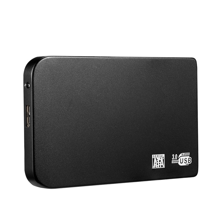 Външен твърд диск, алуминиев, преносим, 1TB, USB 3.0, за PC, Mac, настолен компютър, лаптоп, Windows, черен