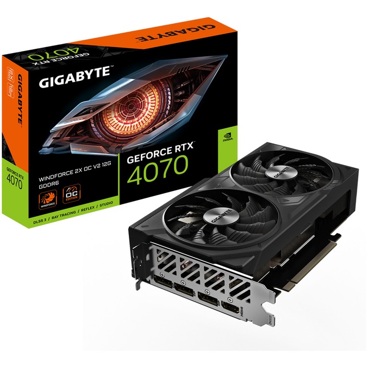 GIGABYTE GeForce RTX 4070 WINDFORCE 2X OC V2 Videokártya, 12GB, GDDR6, 192 bites