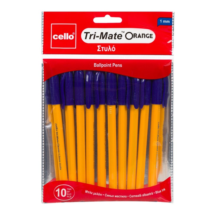 Sárga testű golyóstoll készlet, 1.0mm - 10 db