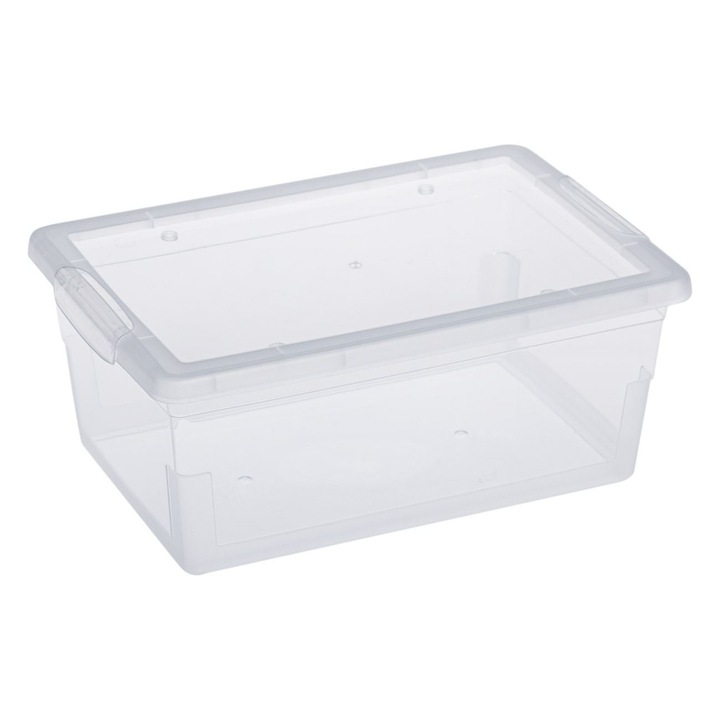 Пластмасова кутия за съхранение, прозрачна, вместимост 6 л, 34x21x12 см