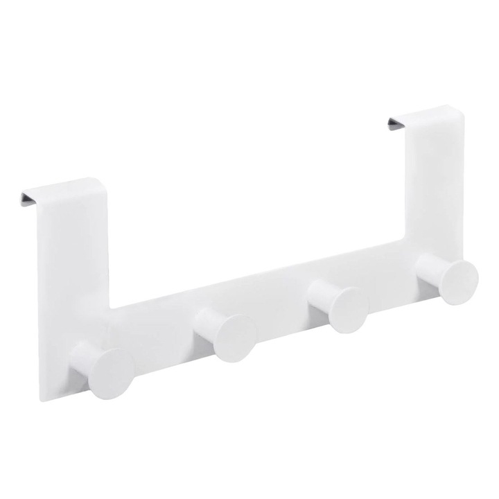 Cuier pentru usa Antbro® cu 4 agatatori rotunde si aspect modern, din metal, alb, 27 cm