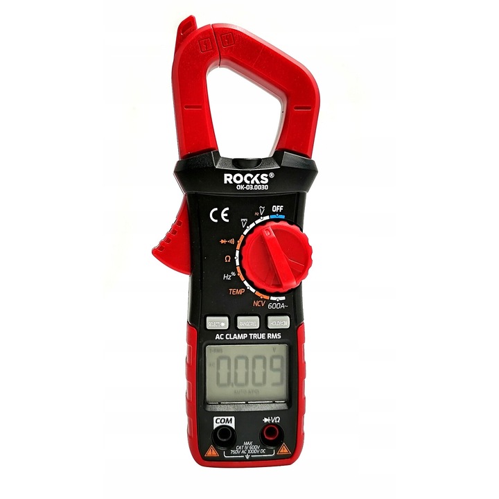 Multimetru, ROOKS, masurare AC/DC, 600V, display LCD, 2xAAA, rosu/negru