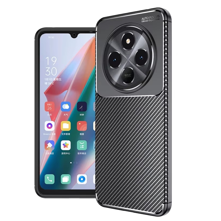 Калъф за мобилен телефон Auto Focus Carbon ALC, за Xiaomi Redmi 14C, - черен