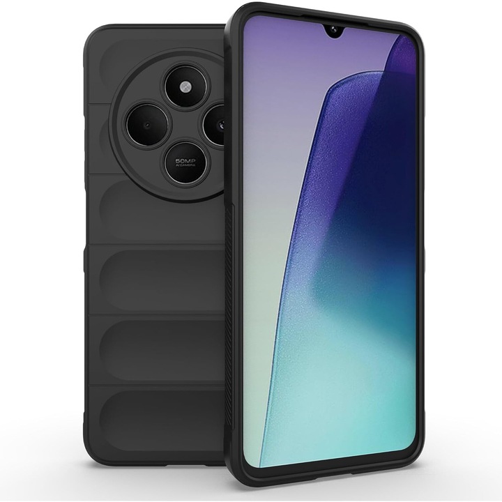Панел с вълни, съвместим с Xiaomi Redmi 14C, Anti-Shock Grip, Tpu, черен