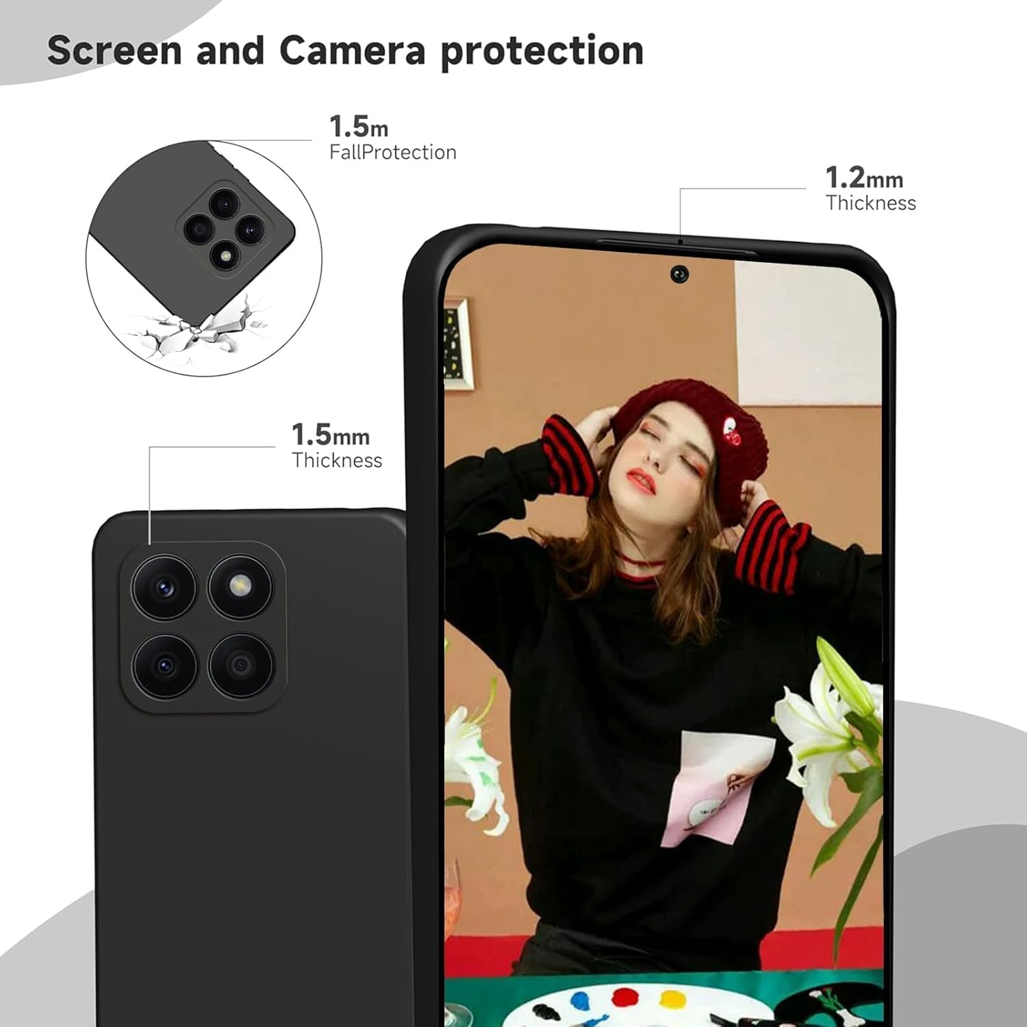 Husa Soft Touch, slim, ALC Mobile, anti soc, compatibila cu HONOR Magic 7 Lite, Negru Tpu
