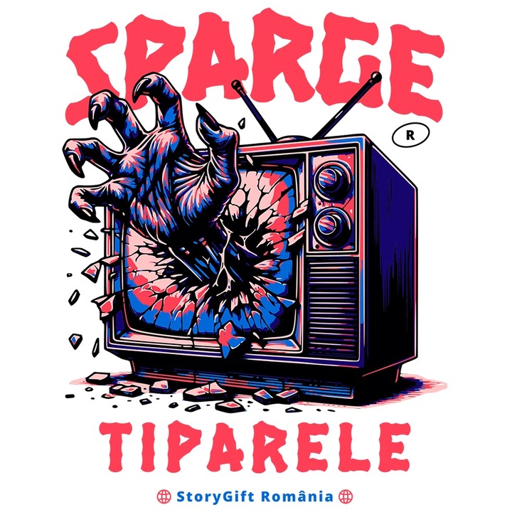 Sticker Adeziv Sparge tiparele mana in televizor digital cu Margini Albe, PVC Vinyl 15 cm