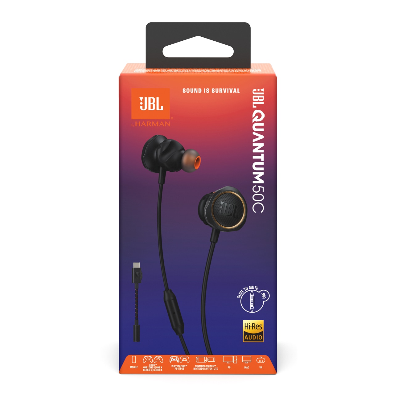 Casti gaming JBL Quantum 50C, USB-C, negru