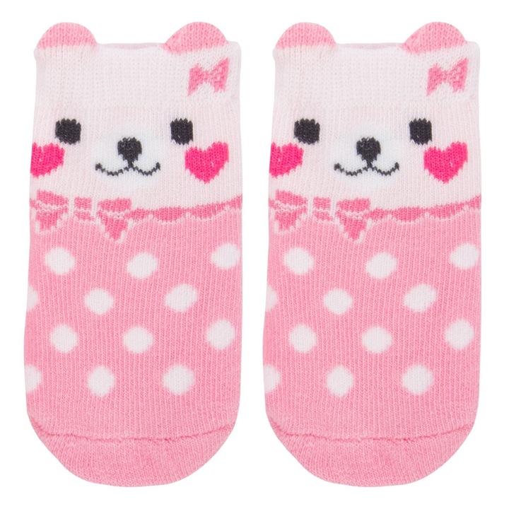 Sosete Bebe, Model Animal, Culoare Roz, Marime 0-6 Luni, MYONNA IT & E- COMMERCE ®