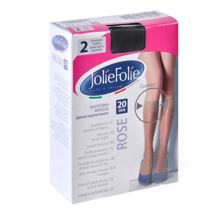 Női zokni JolieFolie, Mousse, 3/4, Fekete, 20 DEN, 2 pár, MYONNA IT & E- COMMERCE ®
