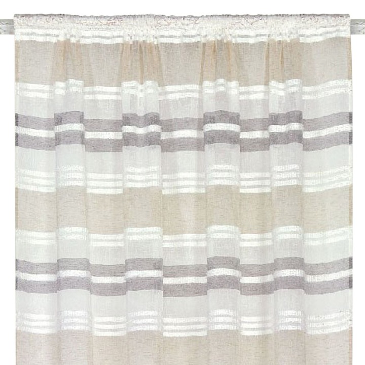 Декоративна завеса, шарка на райе, цвят екрю бежово, размери 140x260 см, материал полиестер