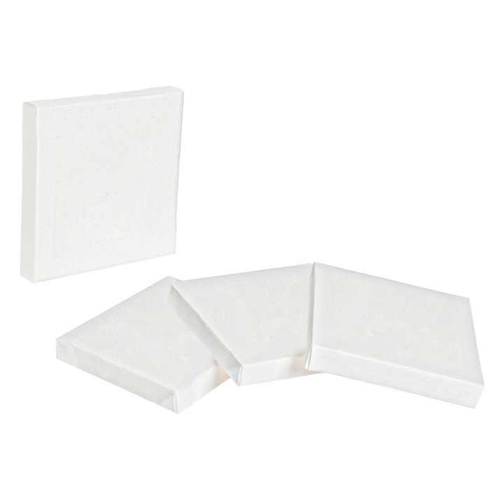 Set Panza Pictura Canvas Patrat Alb 10X10cm - 4buc
