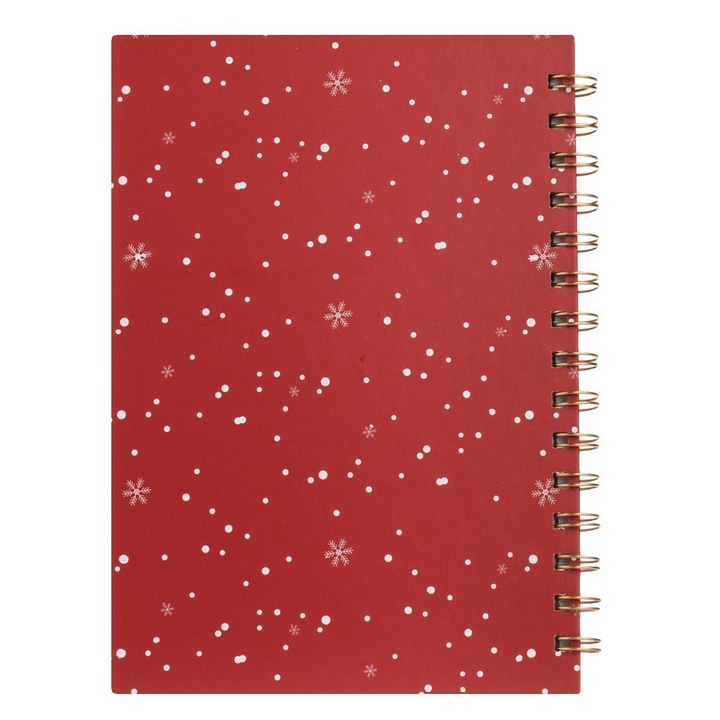 Jegyzetfüzet, karácsonyi, A5, 80 lap, piros borító, fenyő mintás rátéttel, szilikon