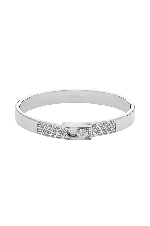 Emporio Armani, Bratar de otel inoxidabil cu cristale, Argintiu