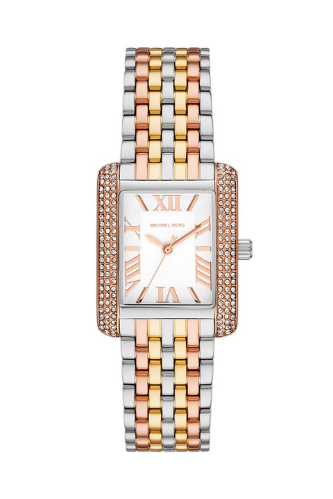Michael Kors, Ceas dreptunghiular de otel inoxidabil, Auriu rose, Argintiu