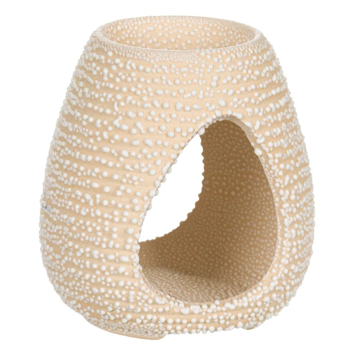 Suport Ulei Parfumat Ceramic, Oval, Culoare Crem, Dimensiuni 9x10.5cm