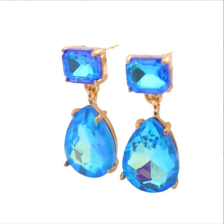 Cercei dama, WELUOT, Aliaj, Auriu/Albastru