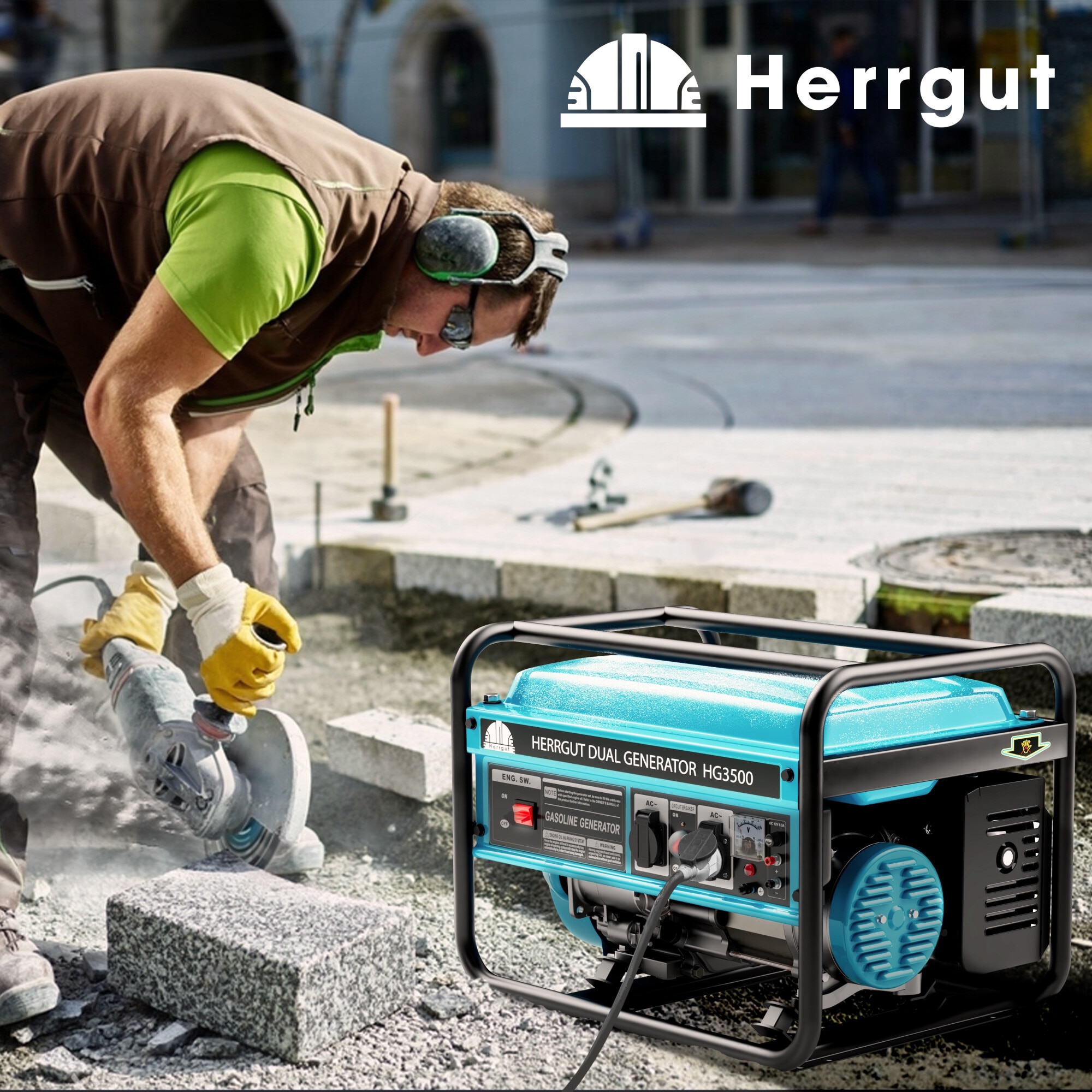 Generator curent electric profesional Herrgut pe benzina, GPL, gaz ...