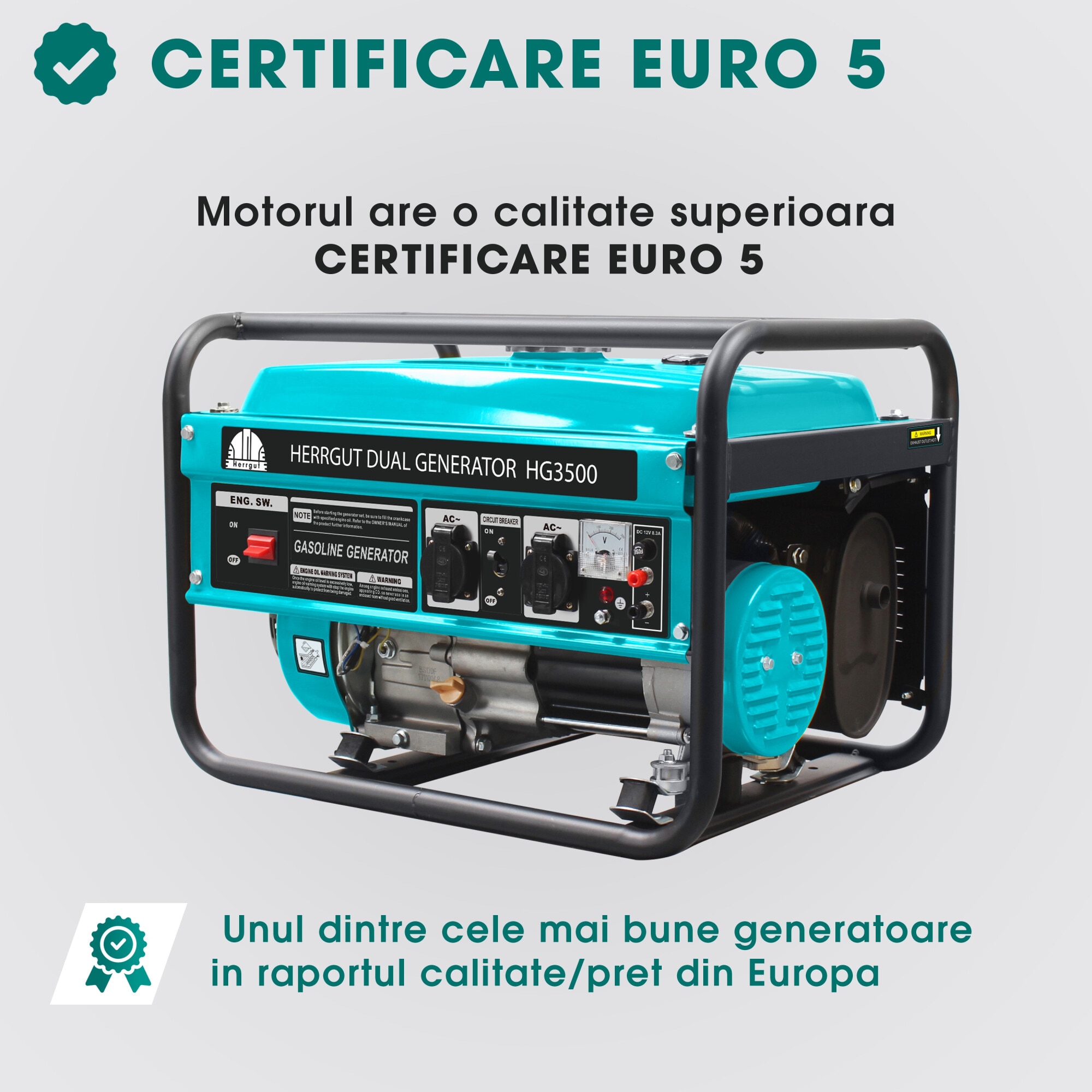 Generator curent electric profesional Herrgut pe benzina, GPL, gaz ...