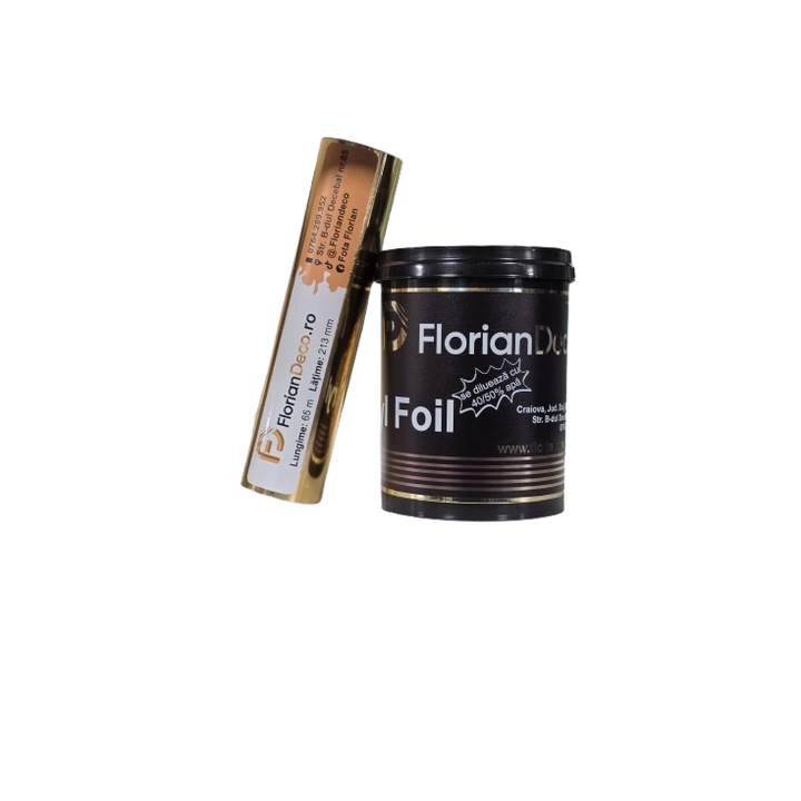 Vopsea decorativa, Kit folie de transfer 12mp si Acrilfoil, Cupru, 1 l