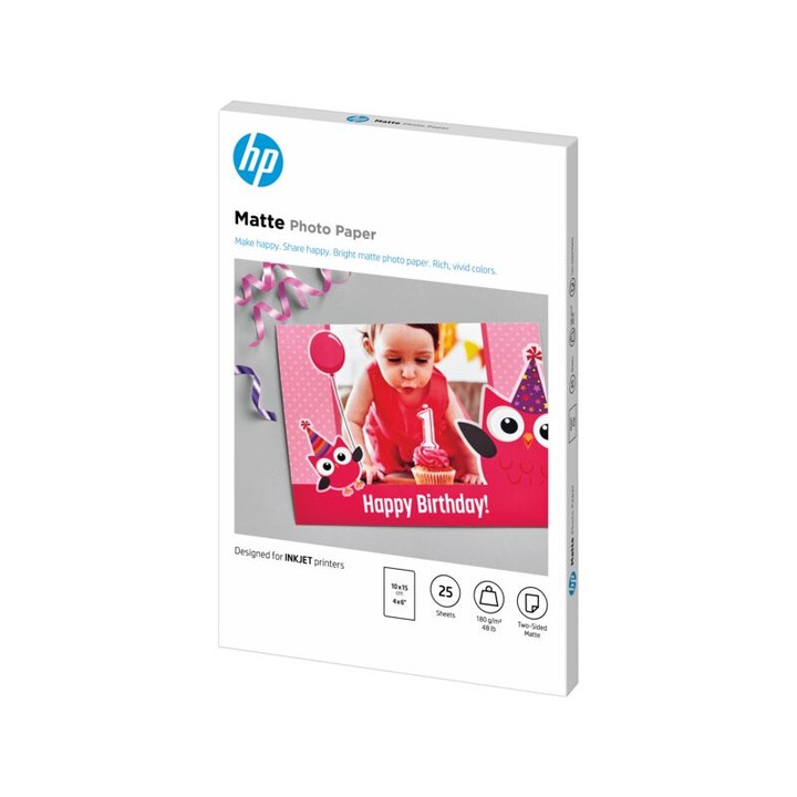 Hartie foto HP Matte 180g, 10x15cm, set 25 bucati