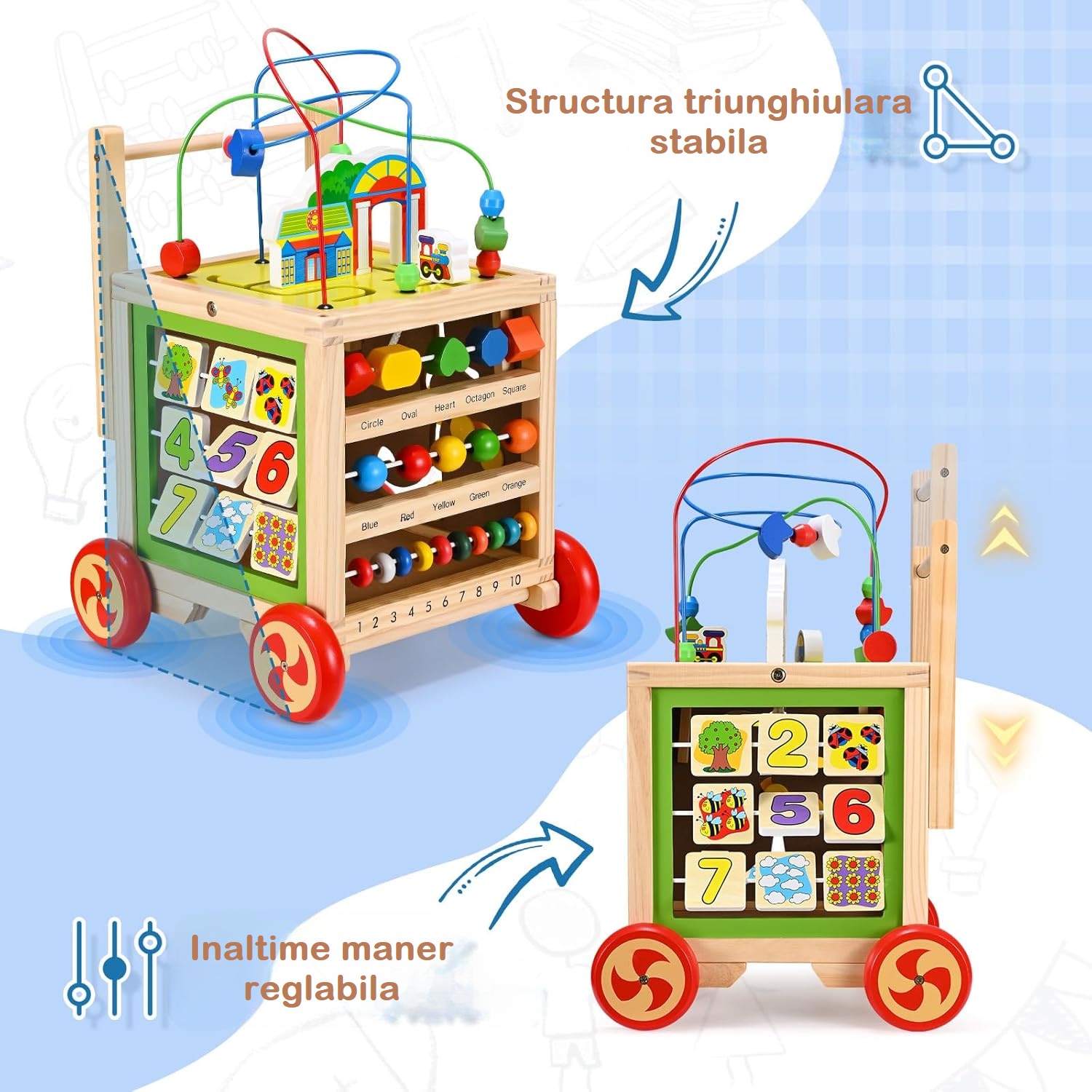 Antemergator Educational si Interactiv 6 in 1 Clock Walker Indiggo