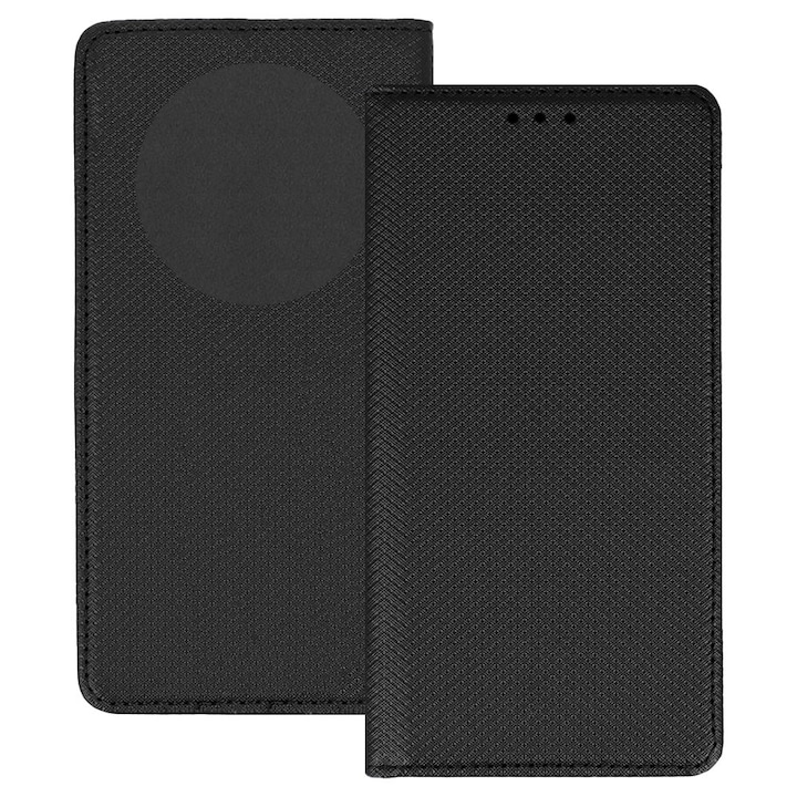 Husa pentru Honor Magic 5 Lite, PU Casual Book, Buzunar card, Inchidere magnetica, Functie stand / suport, Decupaj difuzor apeluri, Acoperire completa 360 de grade, Protectie fata-spate, Tip carte, Negru