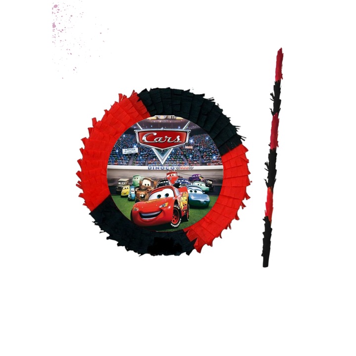 Pinata Fulger McQueen, Rotunda, Diametru 42 cm + Bat, Pinata Masini