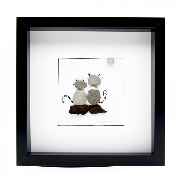 3D котки Картина „Дзен котки“, Пиетре де Рау, Pebble Art, Artmyway