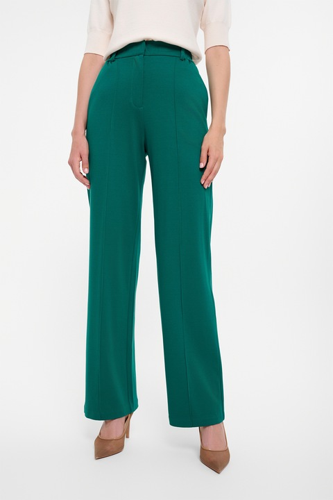 GreenPoint, Pantaloni drepti cu talie inalta, Verde persan