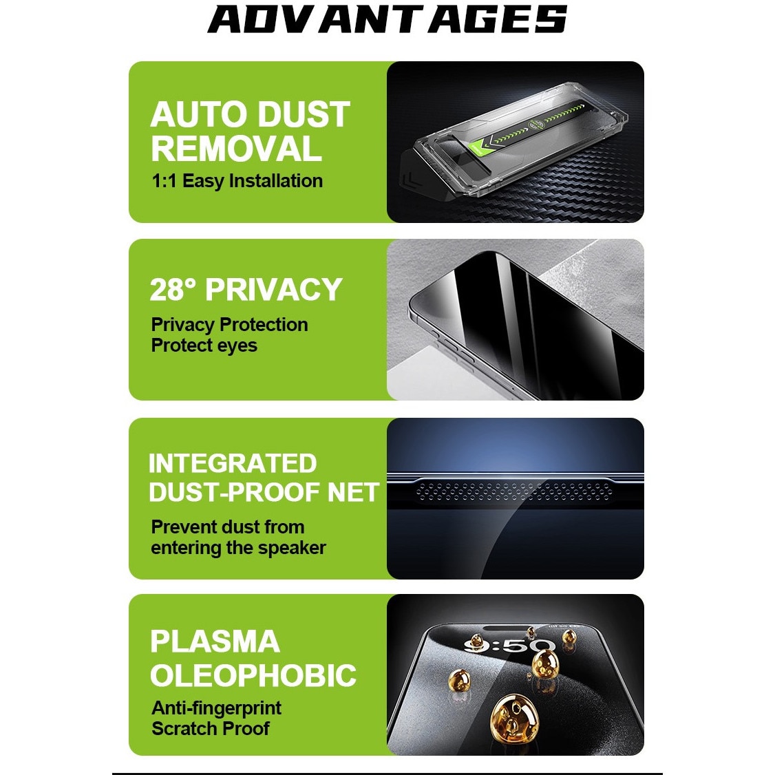 Set 2 Folii Protectie Ecran Din Sticla Securizata, Cu Dispozitiv De Aplicare Automata In 30 De Secunde Cu Easy App, Compatibil Cu Iphone 12 Pro Max