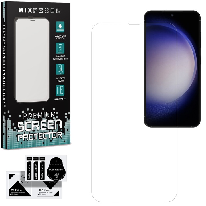 1 üvegvédő fólia Samsung Galaxy S23 készülékhez, kiváló minőségű, átlátszó, edzett üvegből a MixPixel™-től