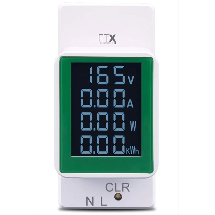 Монофазен измервателен уред 4 в 1, 100A, 230V, AC шина, FusionTechX®