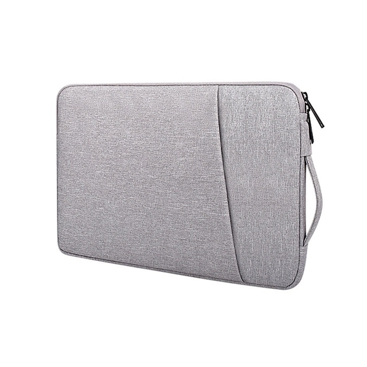 Husa pentru laptop, bumbac/poliester/catifea, 15.6 inchi, gri deschis