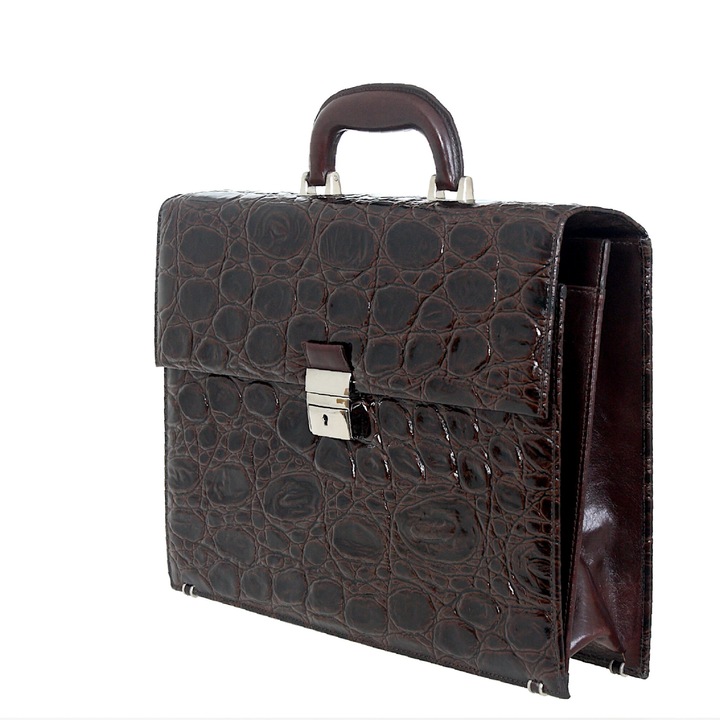 Servieta pentru femei din piele naturala, maro inchis, Qstyle