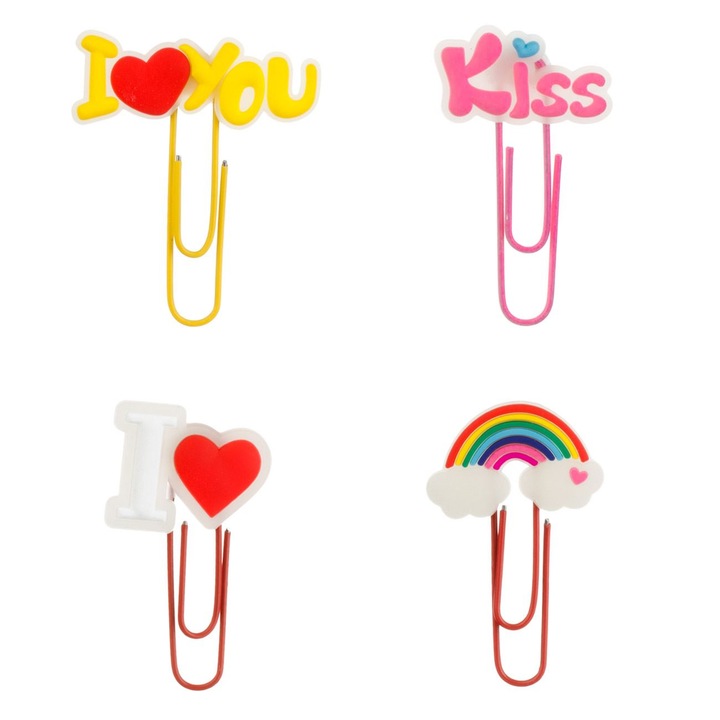 Светещи в тъмното цветни метални фиби с Love Topper 5,5 см - 4 бр